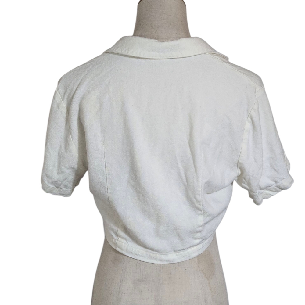 Brandy Melville John Galt Cream Cropped Button-Down Shirt - Picture 4 of 7